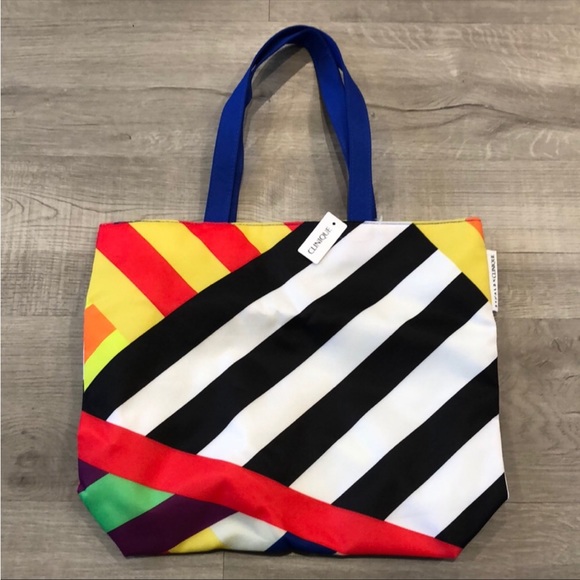 Clinique Handbags - Clinique Donald X Bag Tote Shoulder Straps Colorful Stripes